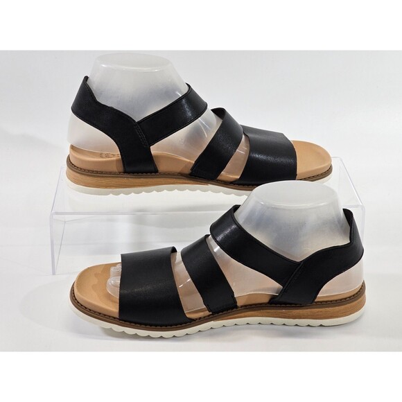 MW Women's 8 Dr. Scholl's Island Glow Sandal Black Faux Leather Strappy Shoes - Picture 3 of 9